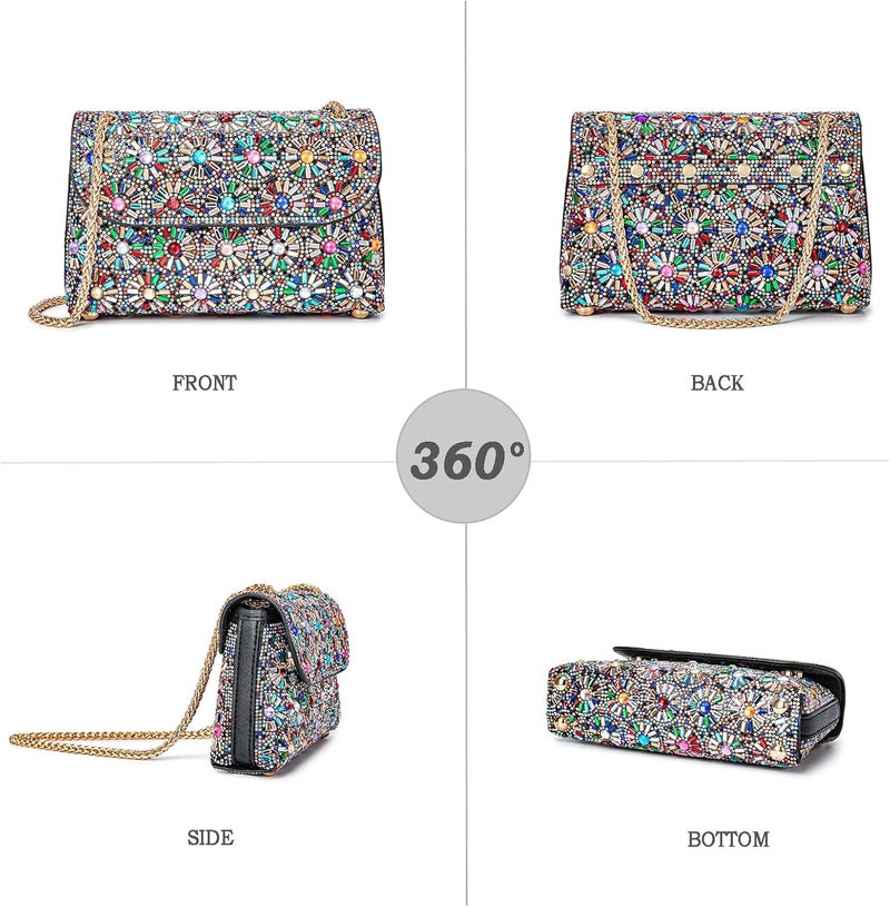 BBTT.ful Shoulder Bags Crossbody Bag Purses Handbags Crystals Rhinestone Evening Bag for Women Clutch Purse with Chain - Image 3
